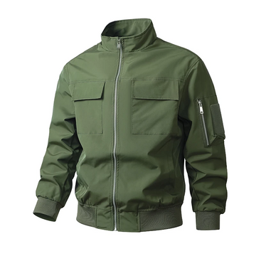 Men’s Bomber Jacket – Slim Fit – Wind-Resistant – Stand Collar – Ribbed Trim – Zip Pockets