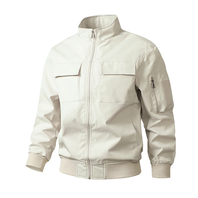 Men’s Bomber Jacket – Slim Fit – Wind-Resistant – Stand Collar – Ribbed Trim – Zip Pockets