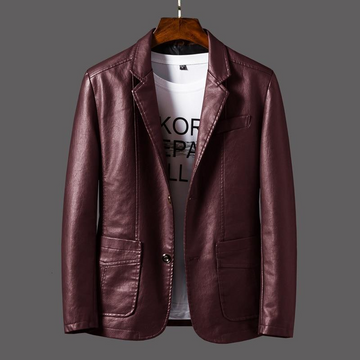 Men’s Blazer – Tailored Fit – Leather Look – Single Button – Modern Silhouette