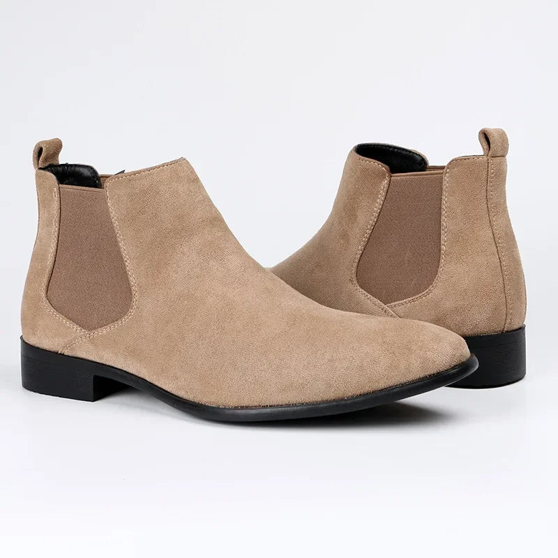 Slip on faux suede leather boots for women