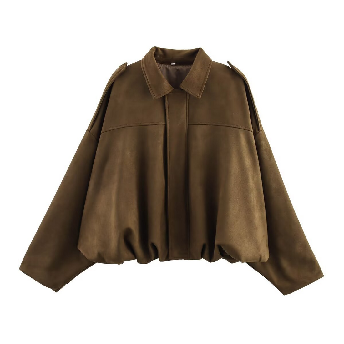 Women’s Bomber Jacket – Oversized Fit – Suede-Look Soft Touch – Cropped Waist Length