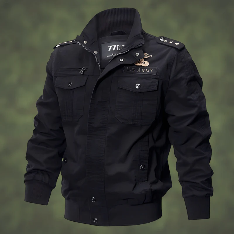 Men’s Bomber Jacket – Regular Fit – Utility Pockets – Ribbed Trim – Military Style
