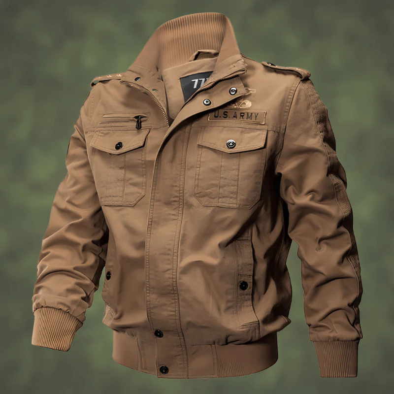 Men’s Bomber Jacket – Regular Fit – Utility Pockets – Ribbed Trim – Military Style