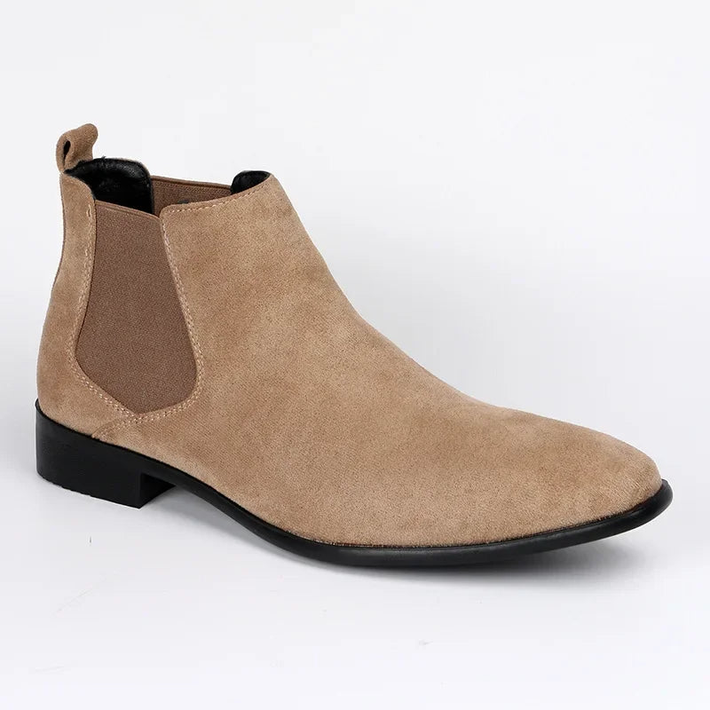 Slip on faux suede leather boots for women