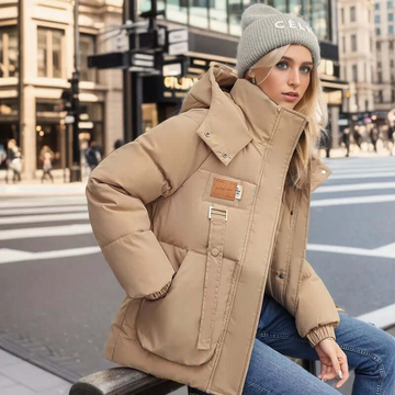 Women’s Quilted Jacket – Oversized Boxy Fit – Insulated Mid Length – Detachable Hood