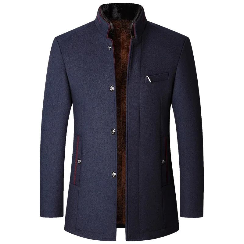 Stand-up collar winter trench coat for men