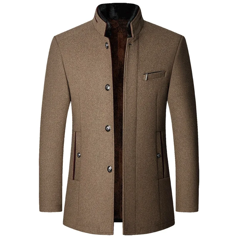 Stand-up collar winter trench coat for men