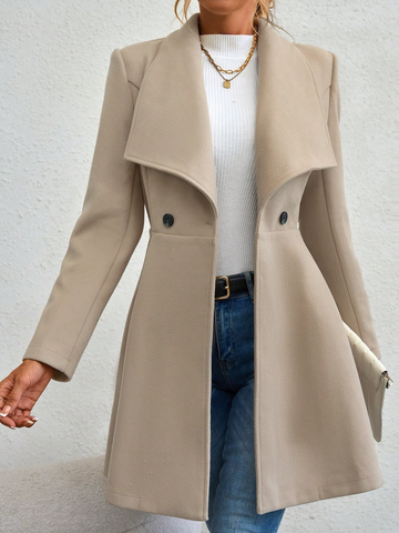 Women’s Jacket – Tailored Fit – Wool Touch – Lapel Collar – Button-Up Mid-Thigh
