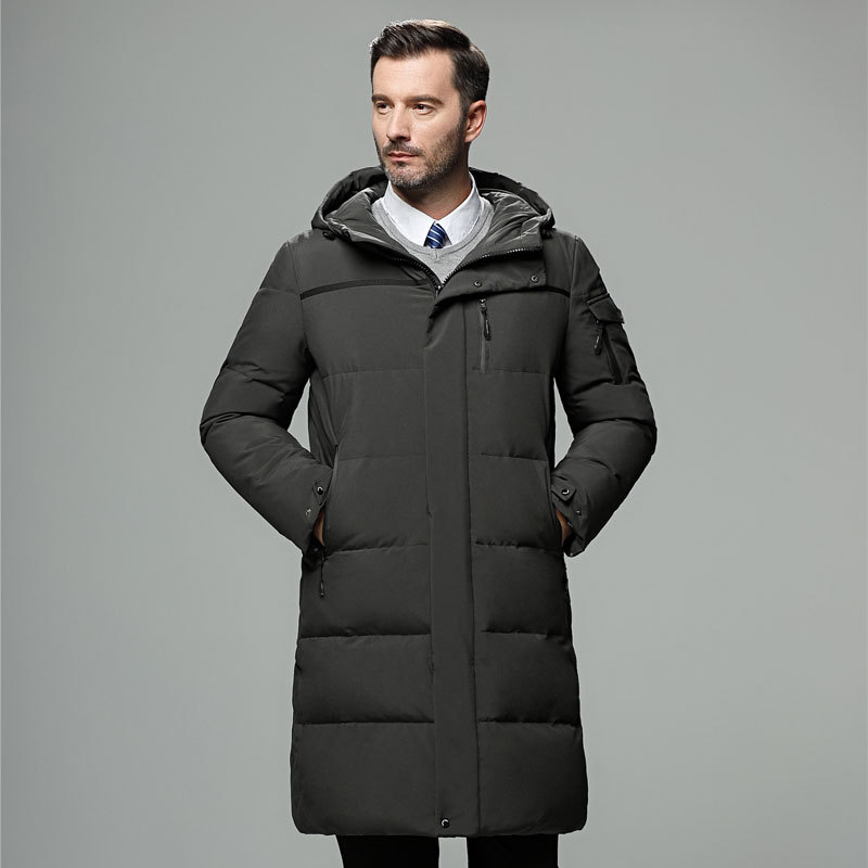 Men’s Long Jacket – Oversized Fit – Water Resistant – Hooded Puffer – Zip Closure
