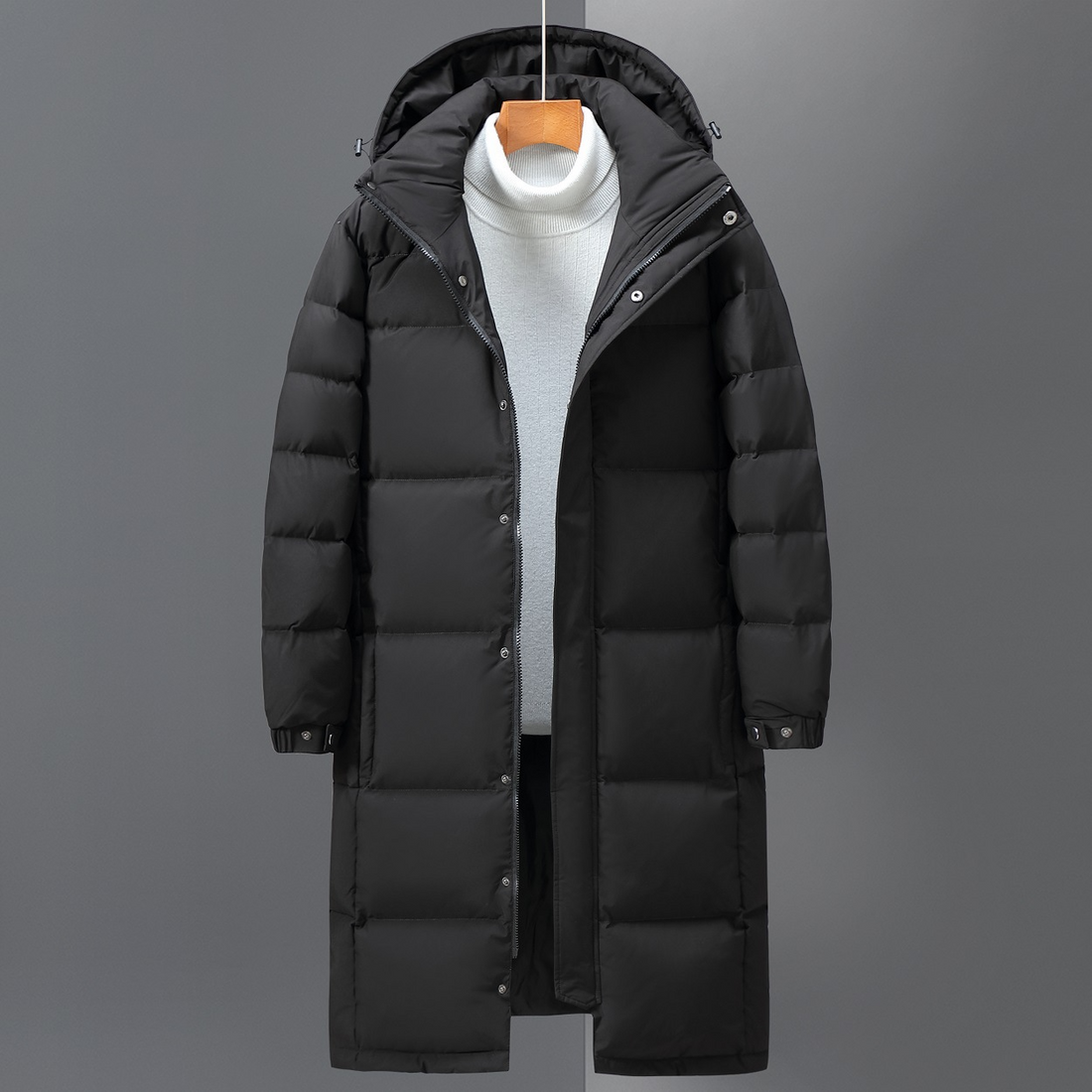 Men’s Winter Jacket – Quilted Insulated – Hooded – Relaxed Fit – Full-Length Zip Closure