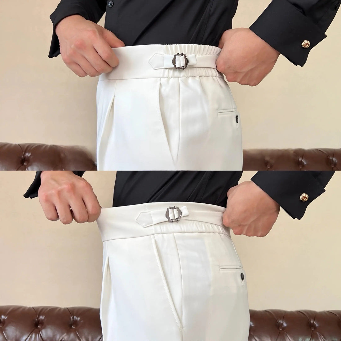 Classic tailored elastic waist trousers for men