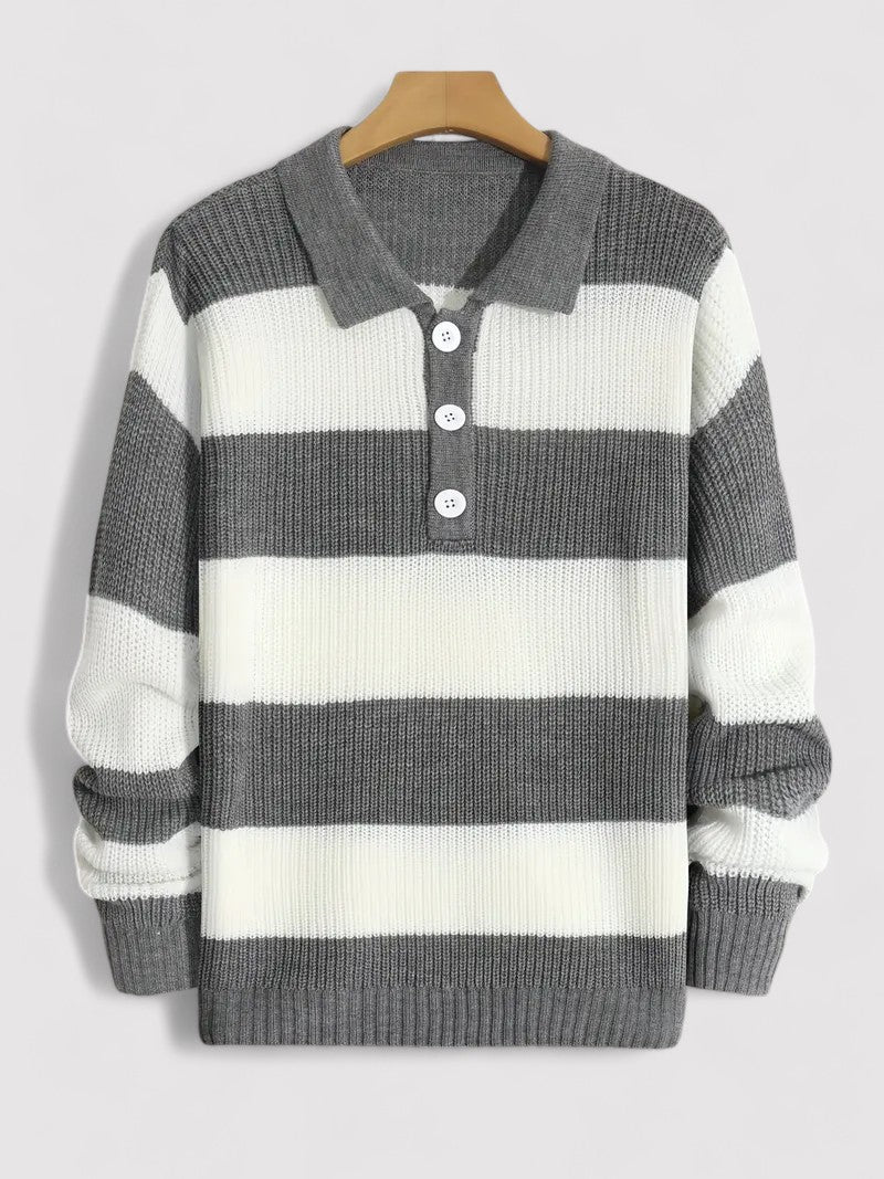 Knitted wide striped sweater for men