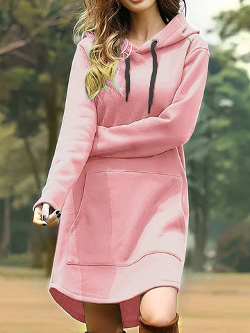 Women’s Hoodie Dress – Relaxed Fit – Soft Fleece – Long Sleeve – Kangaroo Pocket