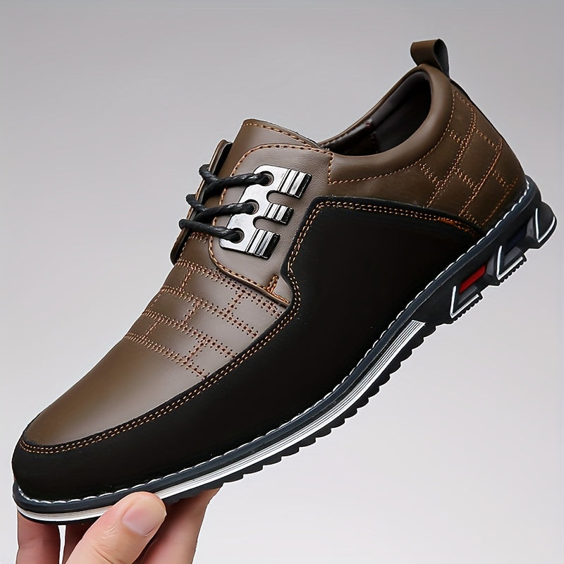 Square embroidery business casual shoes for men