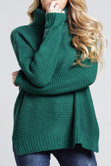 Women’s Turtleneck Sweater – Chunky Knit – Oversized Fit – Ribbed Hem & Cuffs
