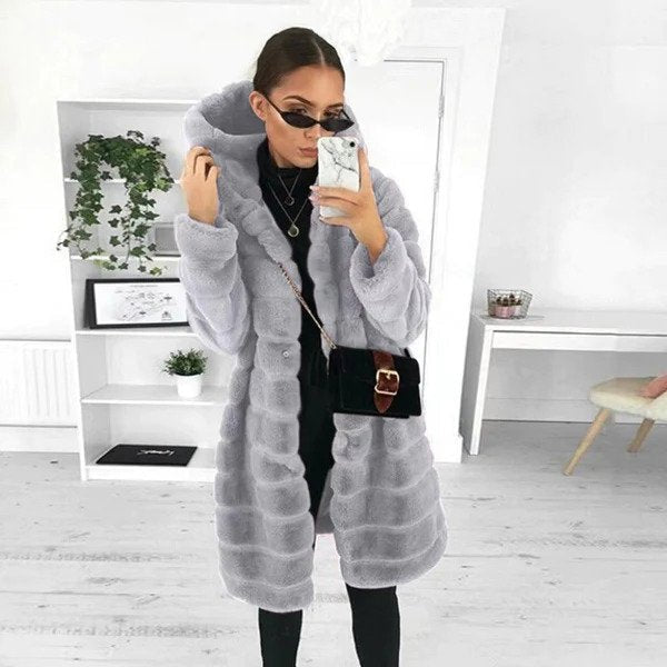 Elena - Thick Plush Faux Mink Fur Coat