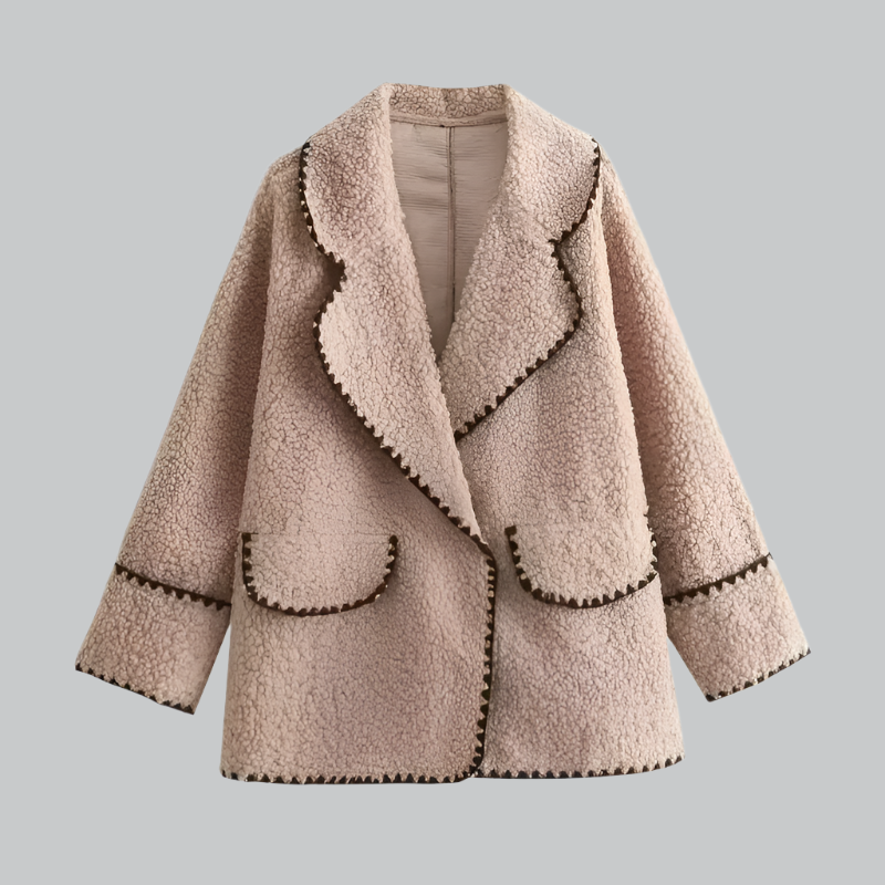 Elegant stitching lambswool jacket for women