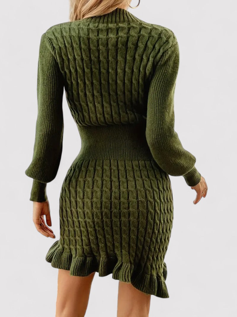 Cable knit autumn bodycon dress for women