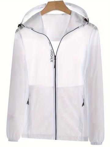 Full zip drawstring outdoor hooded jacket for women