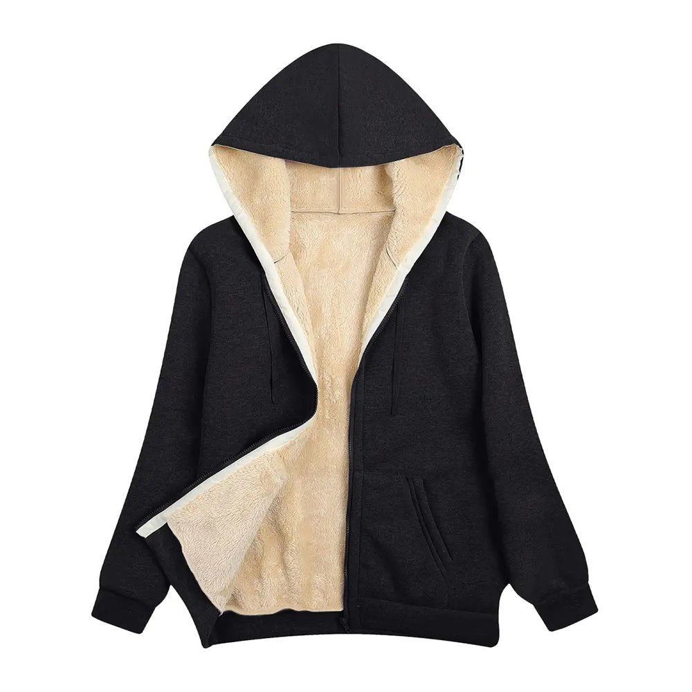 Fleece lined reversible hoodie jacket for women