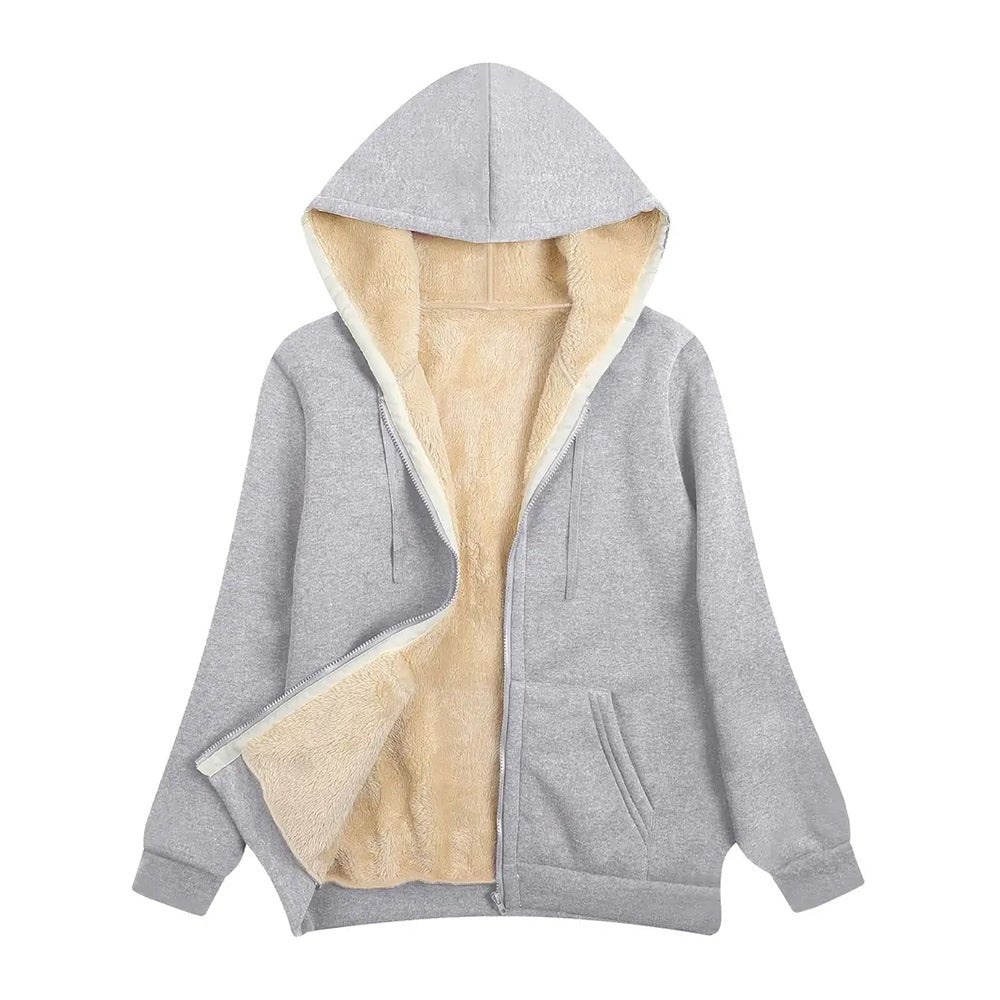 Fleece lined reversible hoodie jacket for women