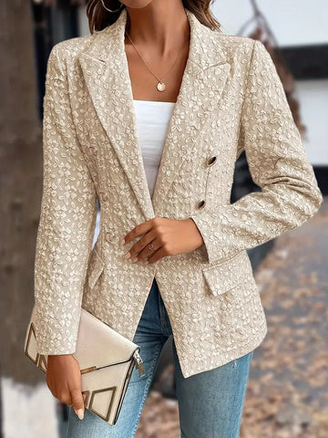 Floral textured double breasted blazer for women