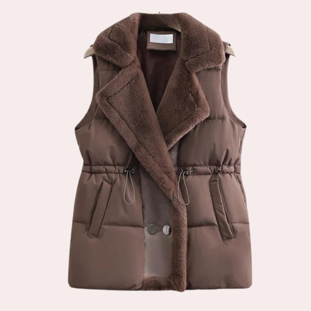 Collar puffer vest for women