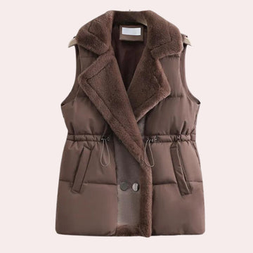 Collar puffer vest for women