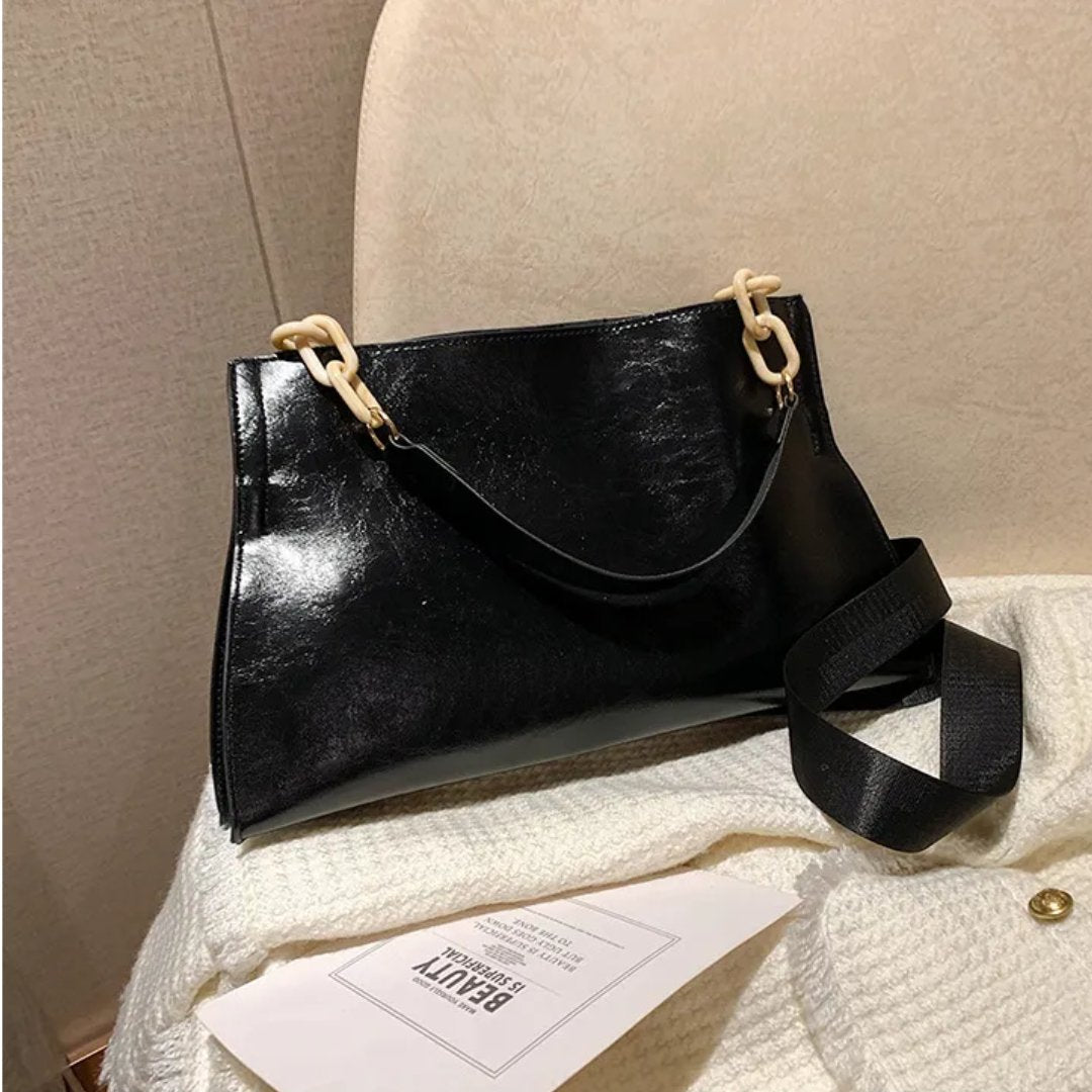 Chic glossy handbag for women