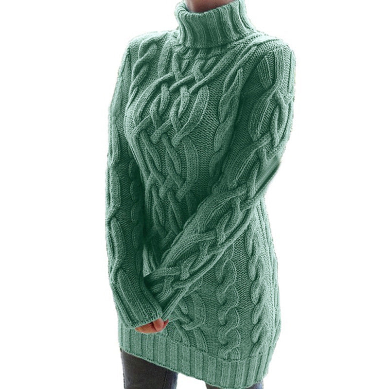 Women’s Chunky Knit Sweater – Wool Blend – Oversized Fit – Turtleneck – Cable Knit