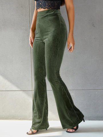 High-waist corduroy flare pants for women