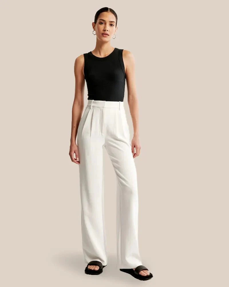 High waisted wide legged trousers pants for women