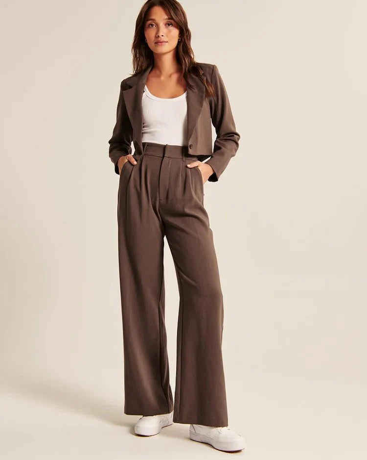 High waisted wide legged trousers pants for women