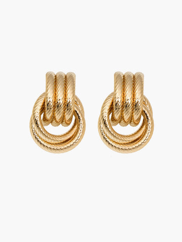 Women’s Hoop Eardrop Earrings – Twisted Layered Design – Statement Metal Finish