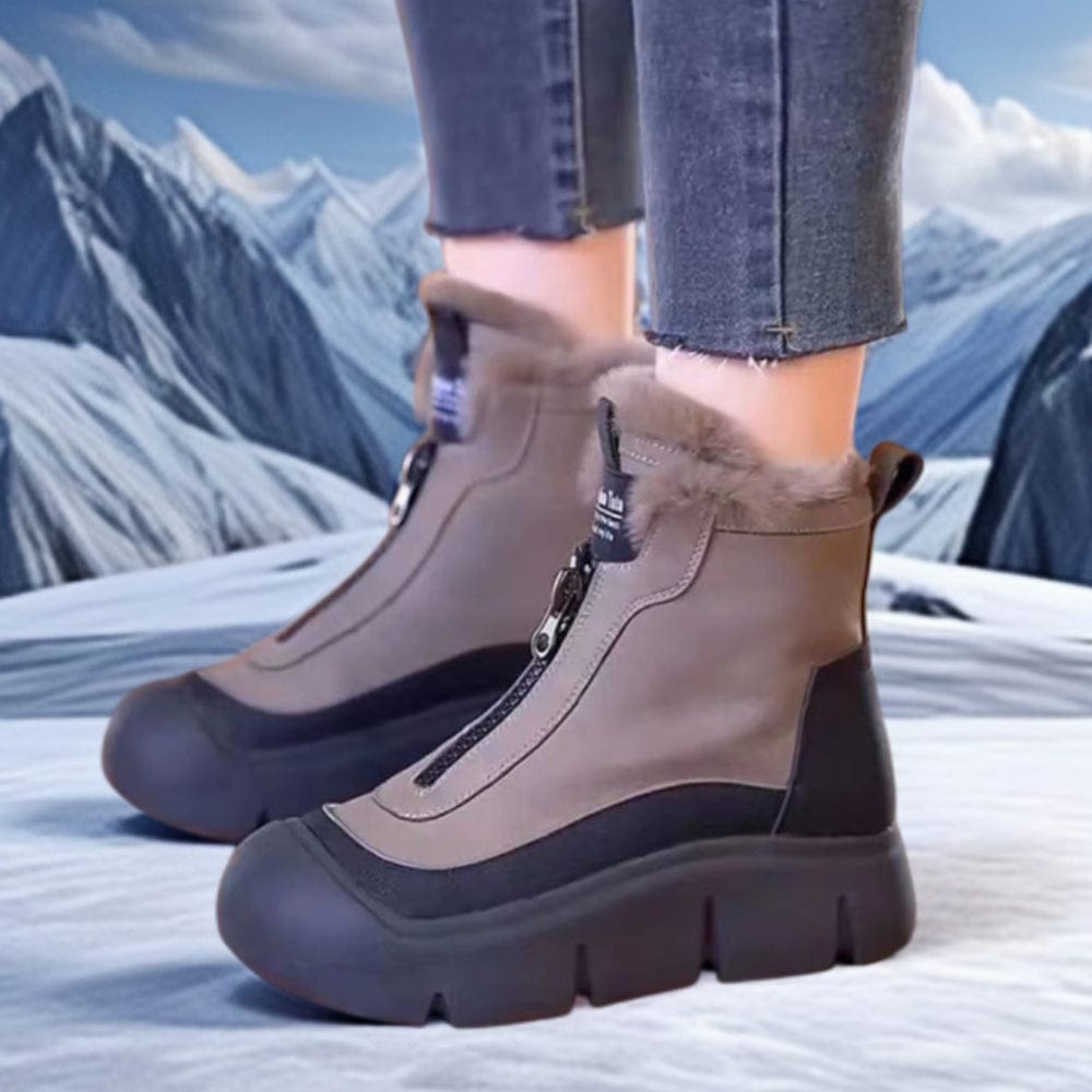 Plush warm leather boots  for women