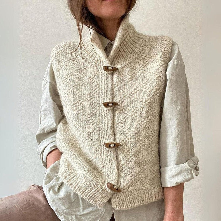 Sienna Wool Knit Vest | High Neck Textured Knit Vest
