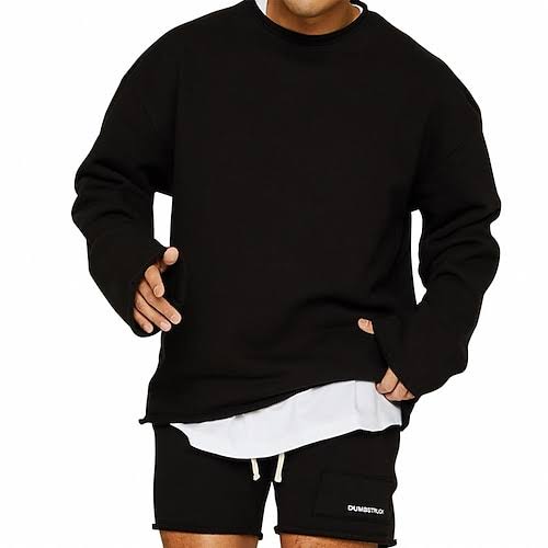 Pull-over sweatshirt & short outfit set for men