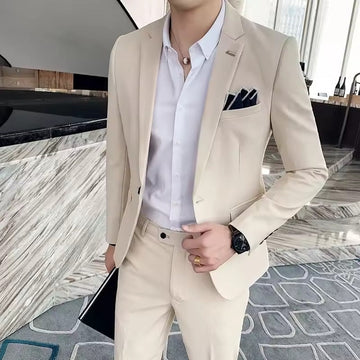 Men's Plaid Business Suit - Blazer and Trousers