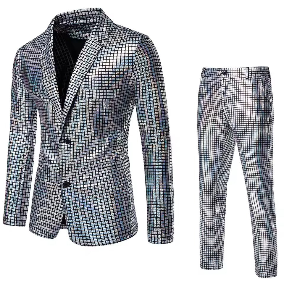 Men's Sequin Party Suit Set - Blazer and Pants