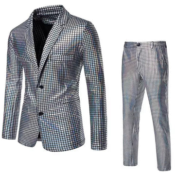 Men's Sequin Party Suit Set - Blazer and Pants