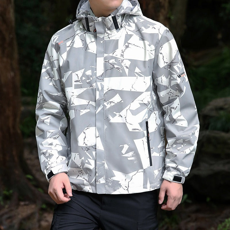 Men’s Jacket – Technical Fabric – Regular Fit – High Collar – Zipper Pockets