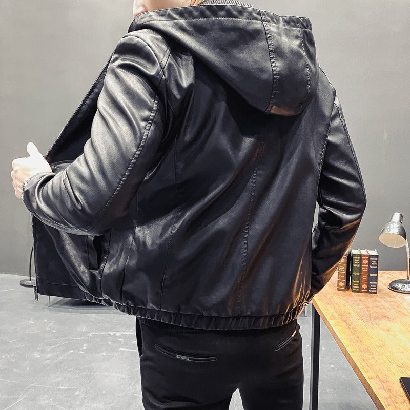 Men’s Hooded Jacket – Slim Fit – Coated Finish – Panel Design – Full Zip – Hip Length
