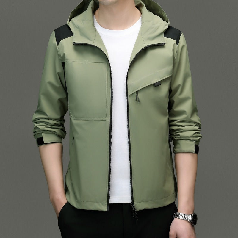 Men’s Jacket – Weather-Resistant – Relaxed Fit – Hooded – Zip Pockets – Adjustable Cuffs