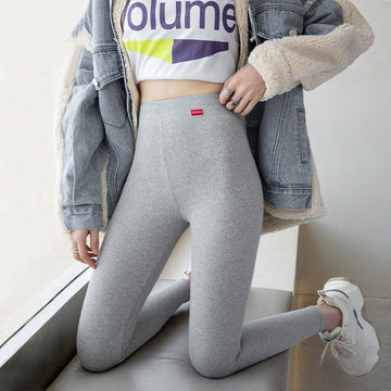 Women’s Leggings – High Waist – Ribbed Knit – Slim Fit – Full Length Stretch