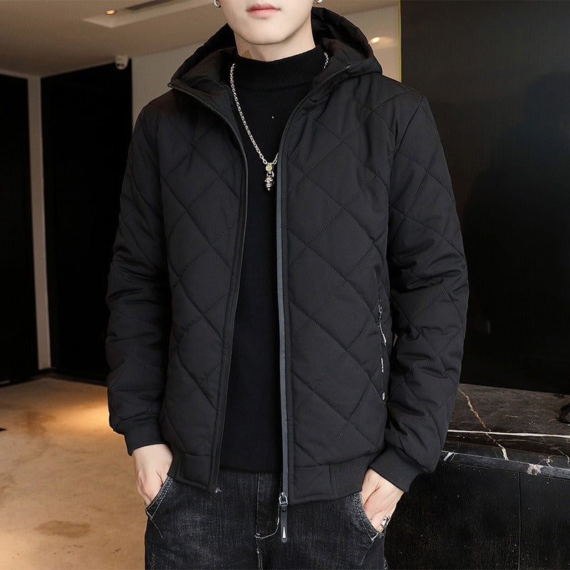 Men’s Quilted Jacket – Tailored Fit – Insulated Fleece Lining – Ribbed Hem and Cuffs