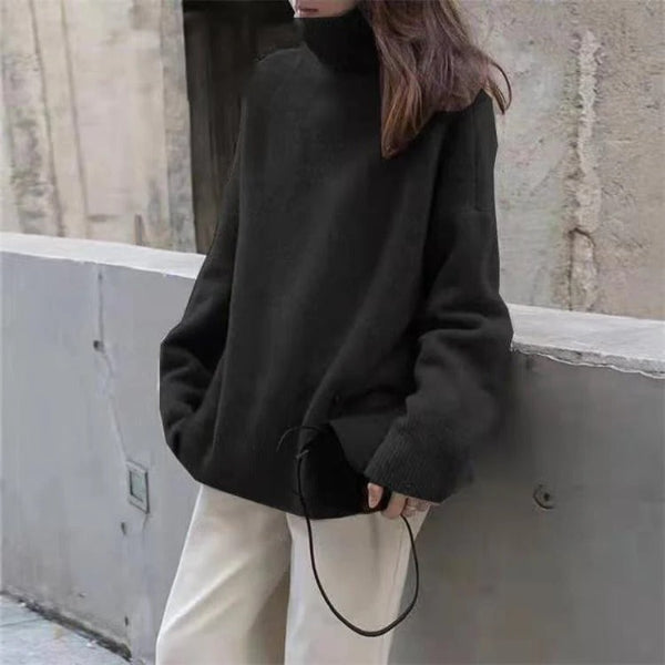 Women’s Turtleneck Sweater – Oversized Fit – Soft Wool – Ribbed Hem and Cuffs