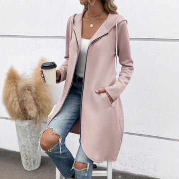 Women’s Long Hoodie Sweatshirt – Fleece Lined – Relaxed Fit – Zipper Front – Pockets