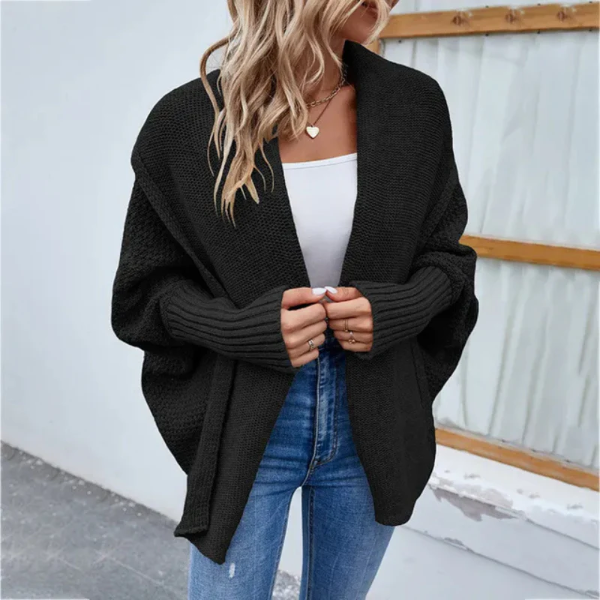 Women’s Knit Cardigan – Oversized Fit – Open Front – Ribbed Hem – Long Sleeves