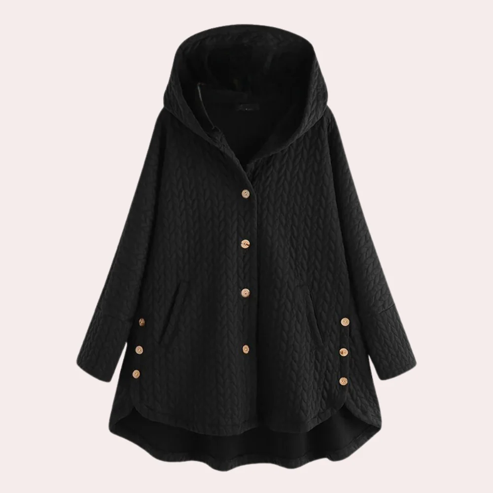 Women’s Hooded Jacket – Quilted Fabric – Relaxed Fit – Button Front Casual Outerwear