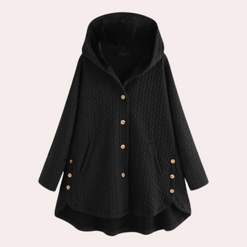 Women’s Hooded Jacket – Quilted Fabric – Relaxed Fit – Button Front Casual Outerwear